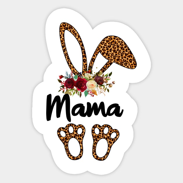 Bunny Easter Mama Leopard Print, Rabbit Funny Sticker by artbyhintze